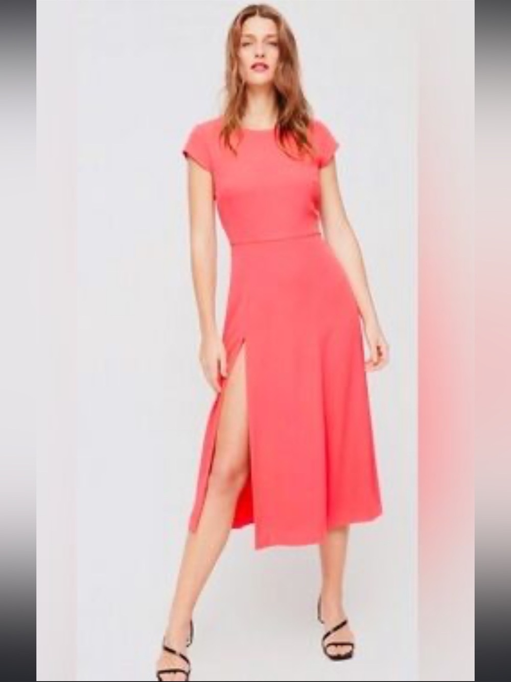 Babaton by Aritzia Coral Midi Dress with High Side Slit